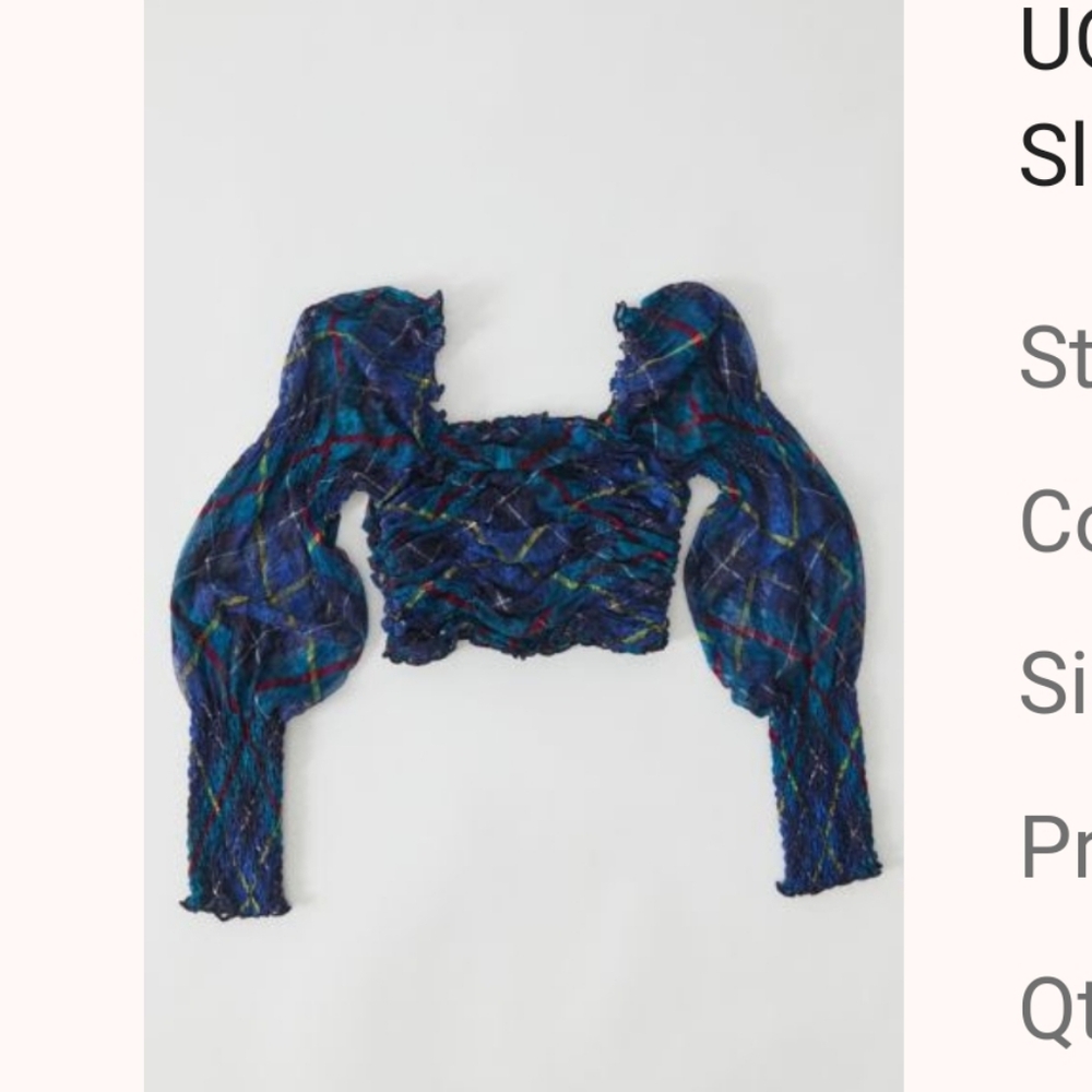 UO Korina Lace Puff Sleeve Crop Top